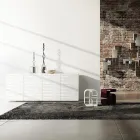 Kredens z matowej białej lakierowanej płyty Mdf ze zdobionymi drzwiami Made in Italy - Chicago Viadurini