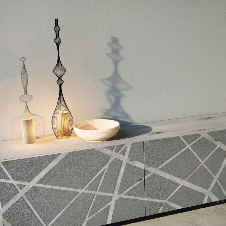 Kredens z płyty Mdf lakierowanej matowym błotem z cokołem Made in Italy - Arise Viadurini