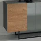 Kredens z melaminy z 3 dębowymi drzwiami i lustrem Wyprodukowano we Włoszech - Romina Viadurini