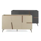 Madia z melaminy i płyty Mdf z wstawkami z laminatu Made in Italy - Gordita Viadurini