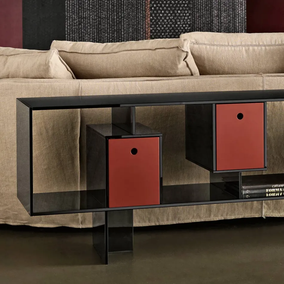 Szklana komoda z trzema szufladami, elegancki design, wyprodukowana we Włoszech - Senera Viadurini