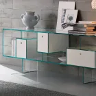 Szklana komoda z trzema szufladami, elegancki design, wyprodukowana we Włoszech - Senera Viadurini