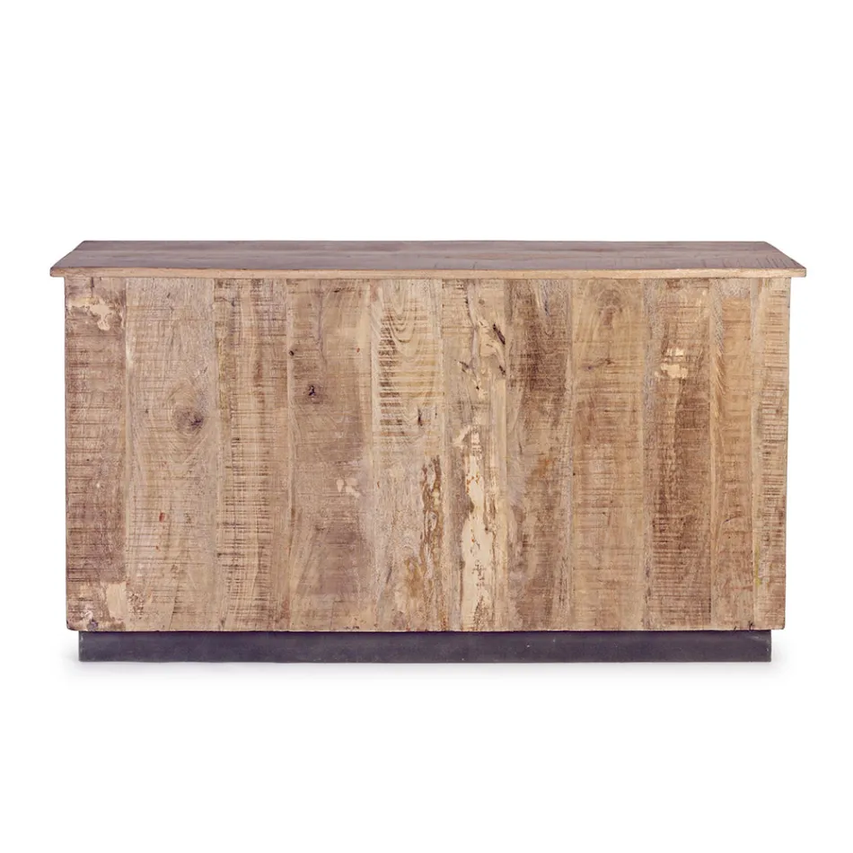 Kredens do salonu z drewna mango i stali z 2 drzwiami i 3 szufladami - Sinfony Viadurini