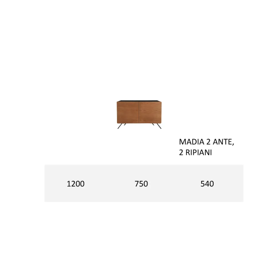 Kredens do salonu z płyty Mdf i litego drewna 2 lub 3 drzwi Made in Italy - Chamber Viadurini