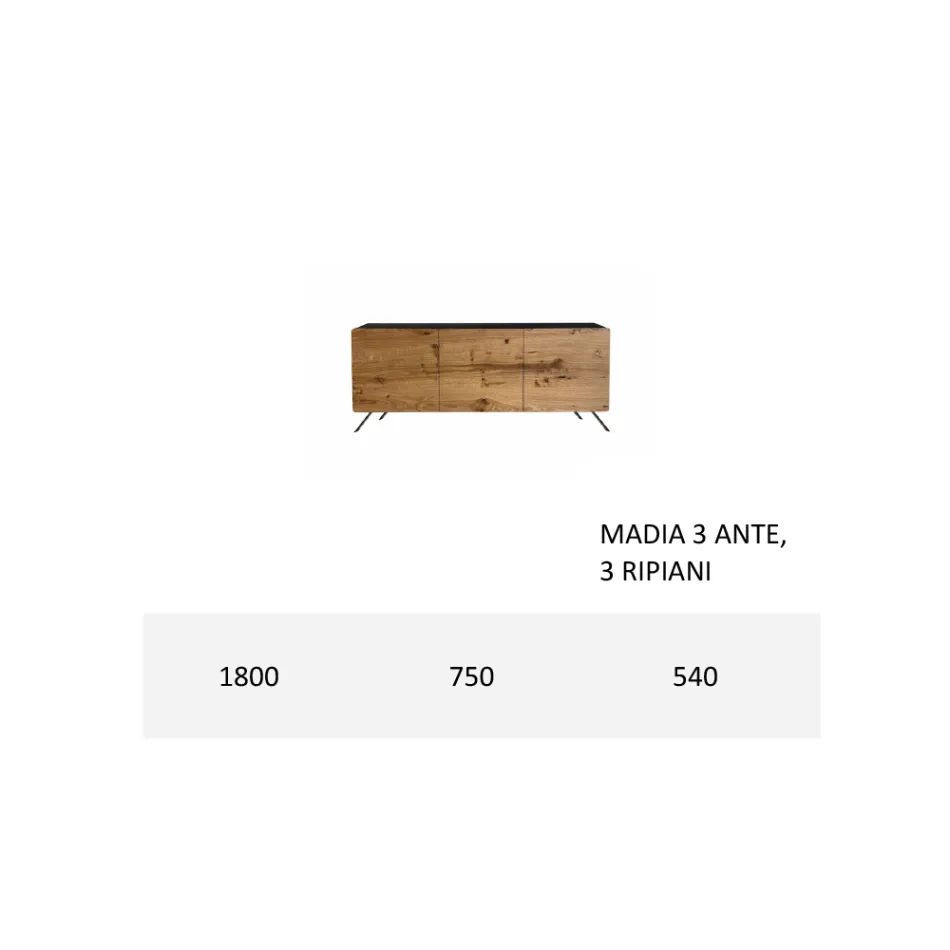 Kredens do salonu z płyty Mdf i litego drewna 2 lub 3 drzwi Made in Italy - Chamber Viadurini