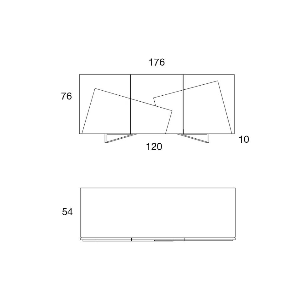 Kredens do salonu w lakierowanym Mdf 3 drzwi z ceramicznymi wstawkami - Imperio Viadurini