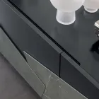 Kredens do salonu w lakierowanym Mdf 3 drzwi z ceramicznymi wstawkami - Imperio Viadurini