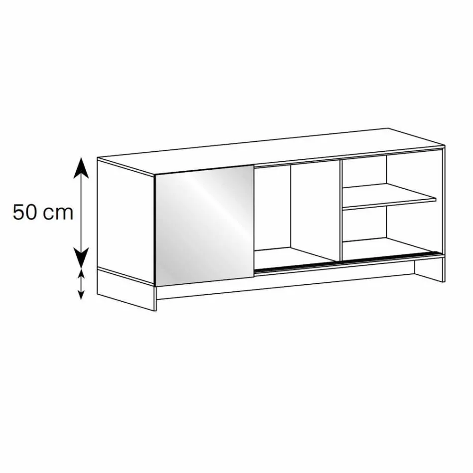 Kredens do salonu wędzonego szkła z brązowymi lustrzanymi drzwiami Made in Italy - Silly Viadurini