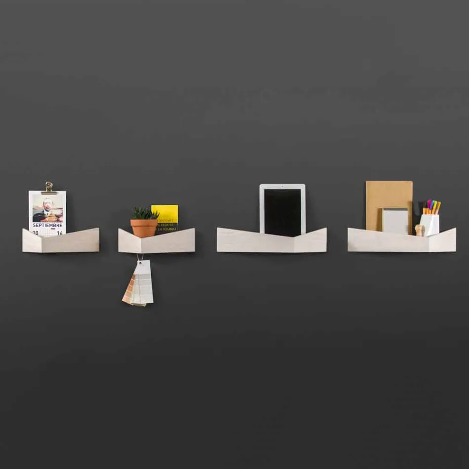 Zaprojektuj półkę ścienną ze sklejki i metalu z wieszakiem na ubrania - Berema Viadurini