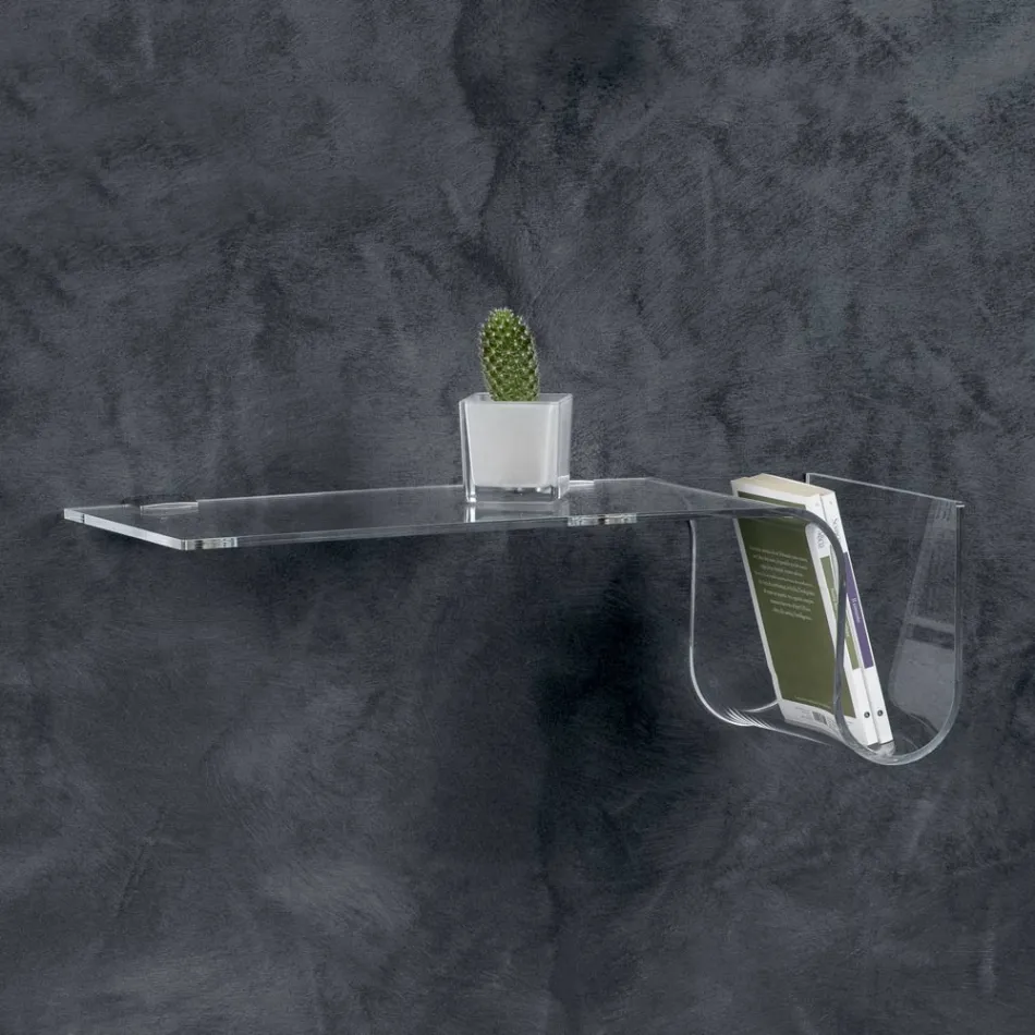 Półka designerska z przezroczystego kryształu akrylowego Made in Italy - Teride Viadurini