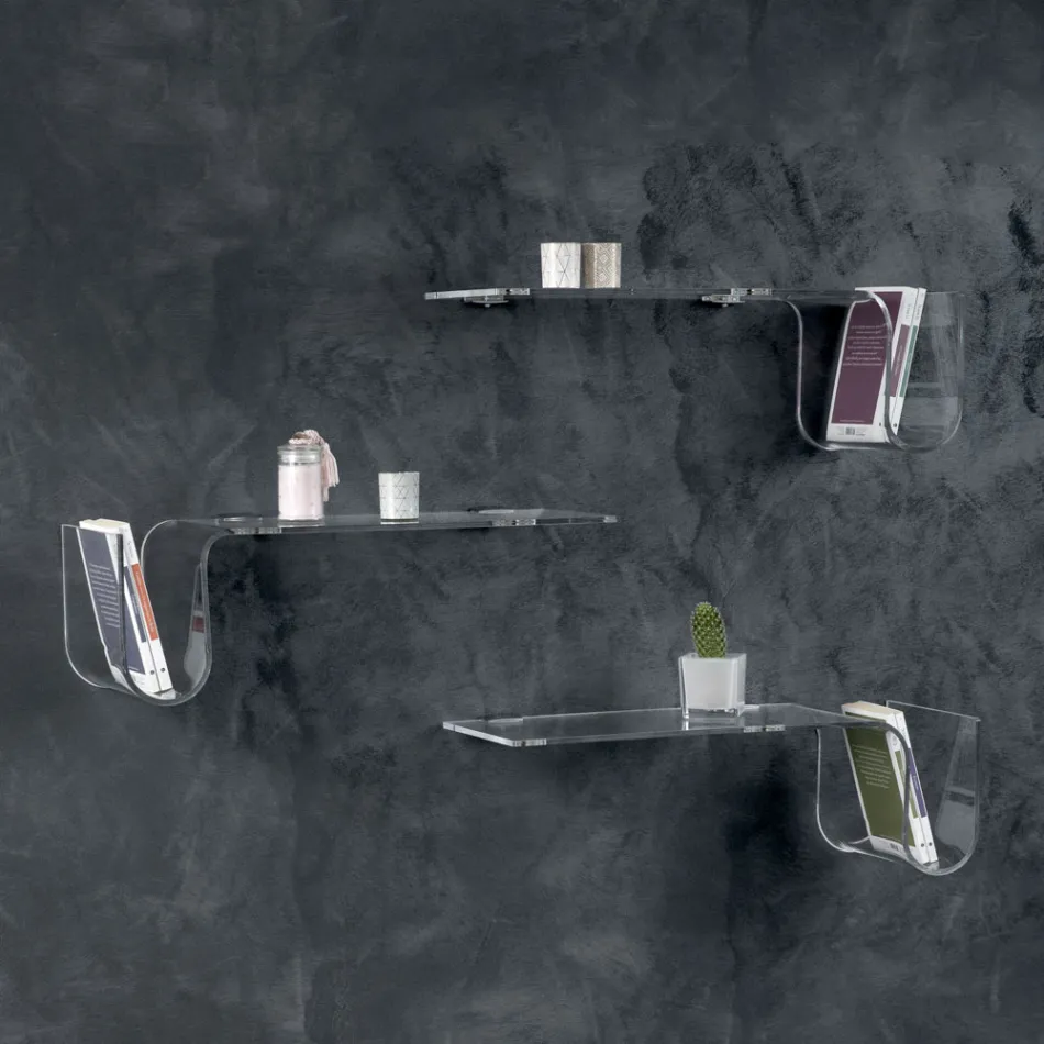 Półka designerska z przezroczystego kryształu akrylowego Made in Italy - Teride Viadurini