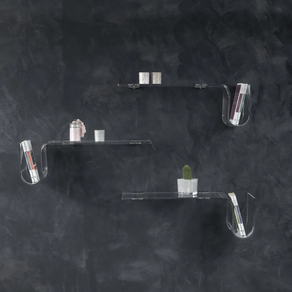 Półka designerska z przezroczystego kryształu akrylowego Made in Italy - Teride Viadurini