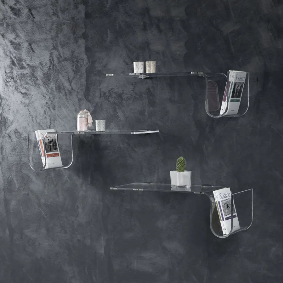 Półka designerska z przezroczystego kryształu akrylowego Made in Italy - Teride Viadurini