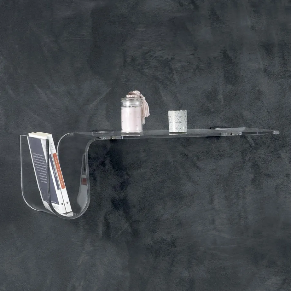 Półka designerska z przezroczystego kryształu akrylowego Made in Italy - Teride Viadurini