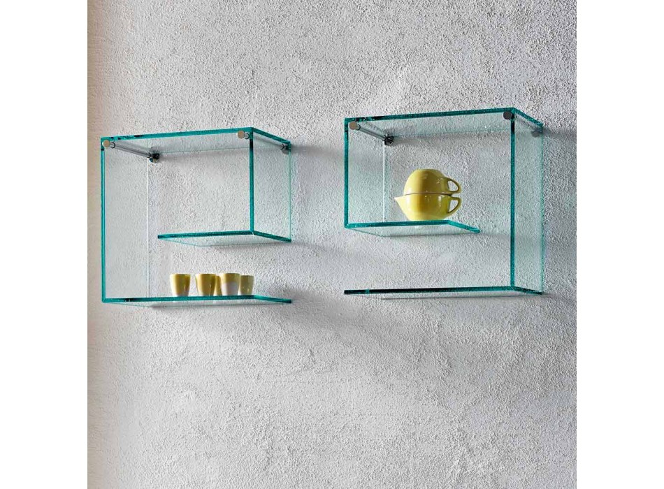 Przezroczyste szklane półki ścienne Uniwersalne eleganckie wzornictwo 2 sztuki - Roll Viadurini