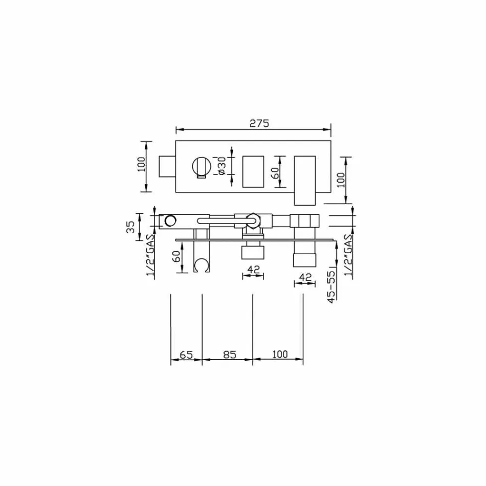 Wbudowana bateria natryskowa z mosiężnym przełącznikiem Made in Italy - Panela Viadurini