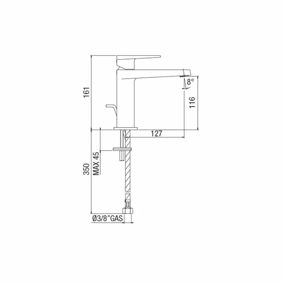 Nowoczesna bateria umywalkowa bez odpływu Made in Italy - Galla Viadurini