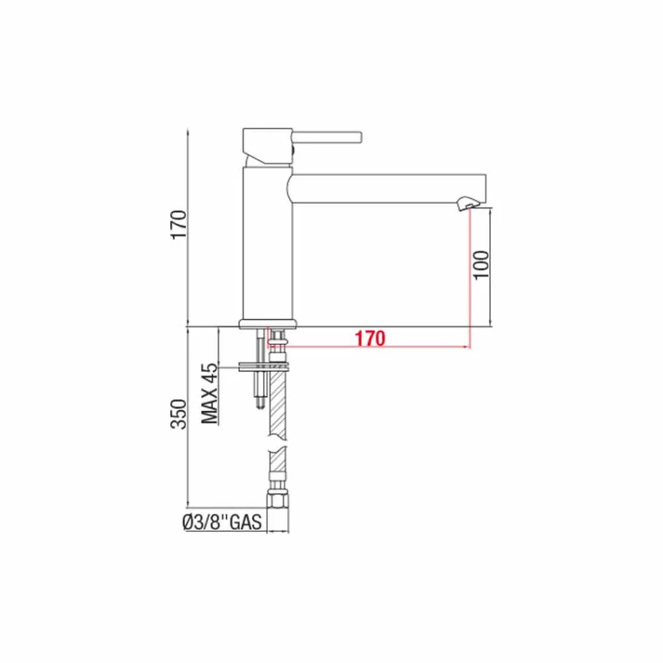 Mosiężna bateria umywalkowa z wylewką, odległość między środkami 170 mm Made in Italy - Ermia Viadurini