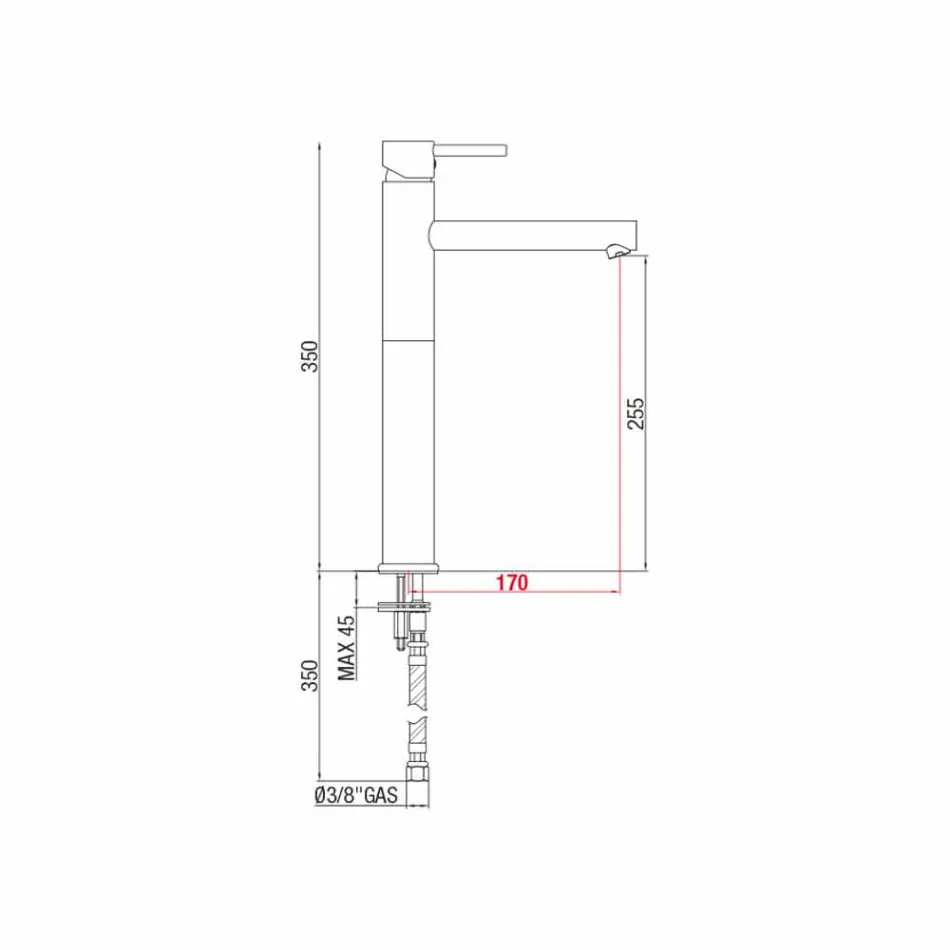 Przedłużona bateria umywalkowa z mosiądzu bez odpływu Made in Italy - Ermia Viadurini