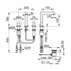 Nowoczesna bateria zlewozmywakowa do łazienki z trzema otworami w chromie - Girino Viadurini