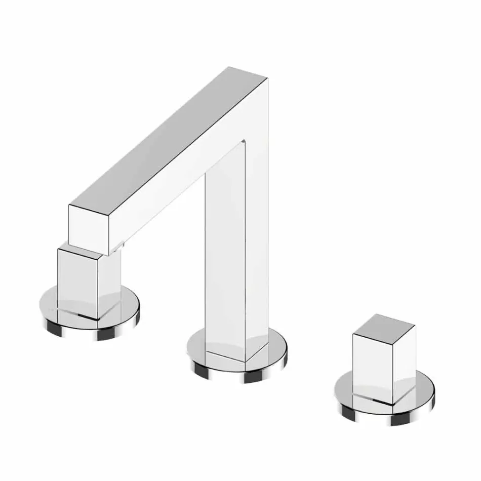 Nowoczesna bateria zlewozmywakowa do łazienki z trzema otworami w chromie - Girino Viadurini