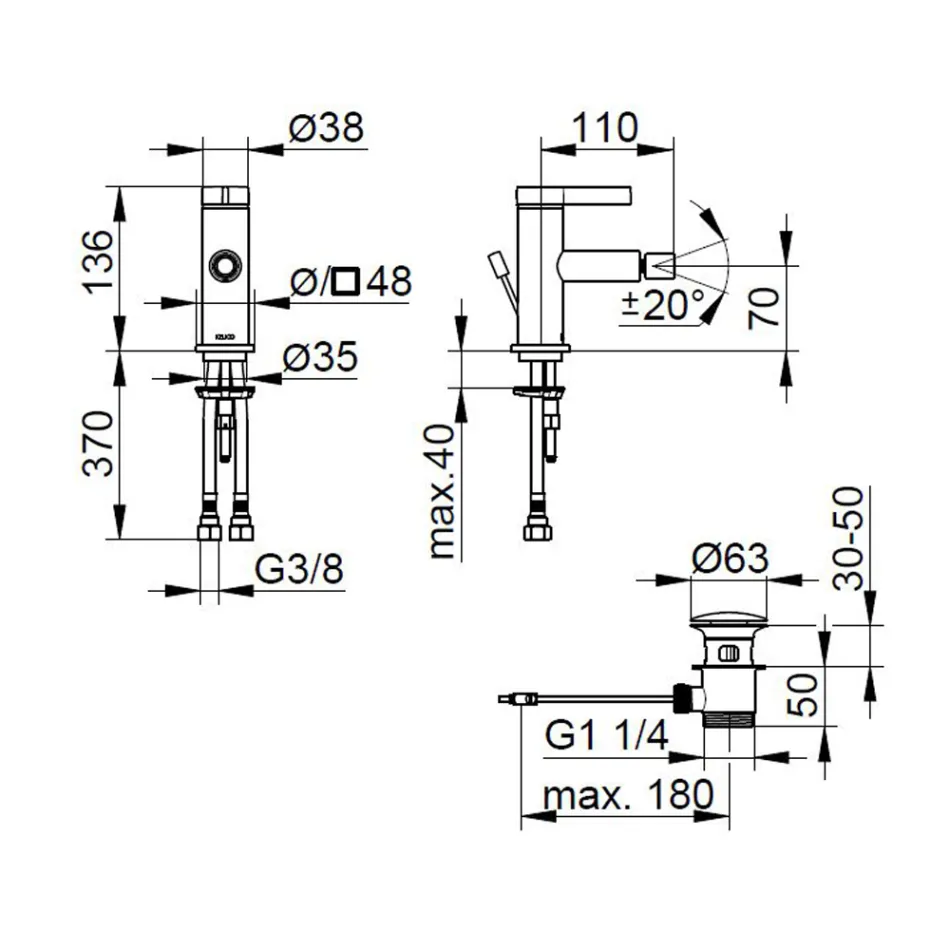 Jednouchwytowa bateria bidetowa klasyczny chromowany mosiądz - artemisia Viadurini