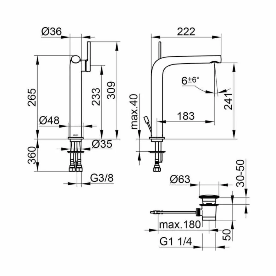 Nowoczesna jednouchwytowa bateria zlewozmywakowa z metalowym odpływem - Pinto Viadurini