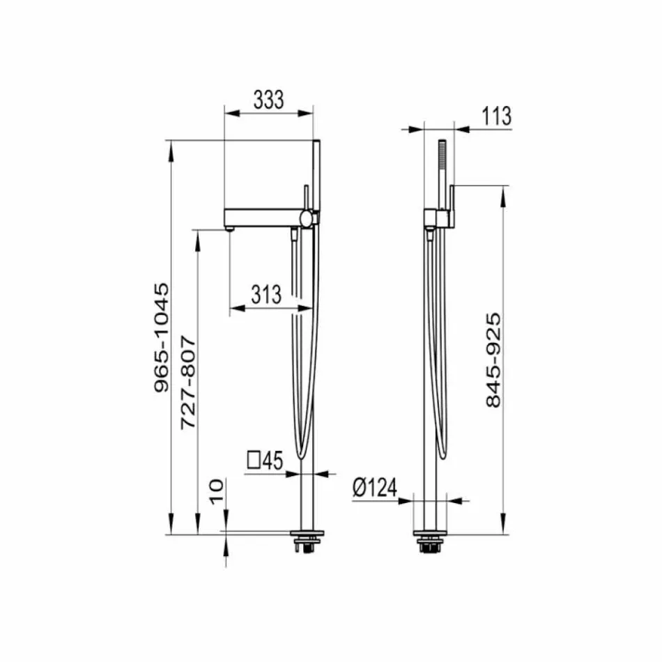 Nowoczesna bateria jednouchwytowa do wanny z chromowanego metalu - Girino Viadurini