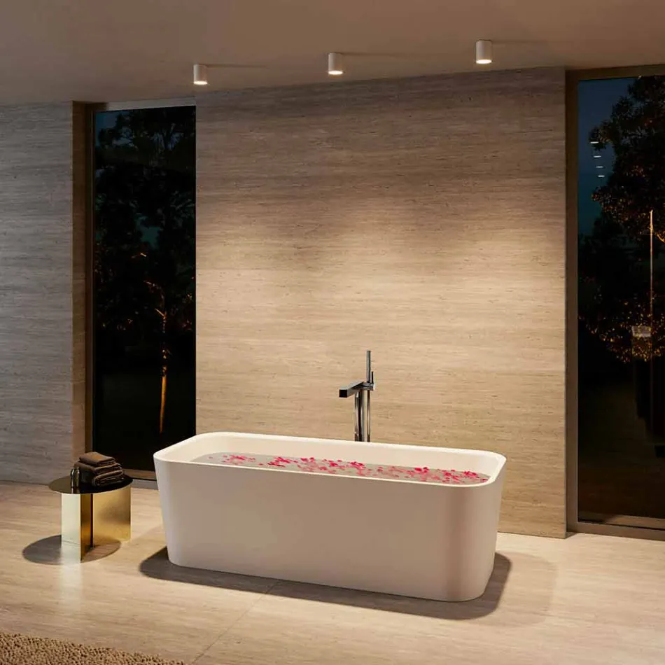 Nowoczesna bateria jednouchwytowa do wanny z chromowanego metalu - Girino Viadurini