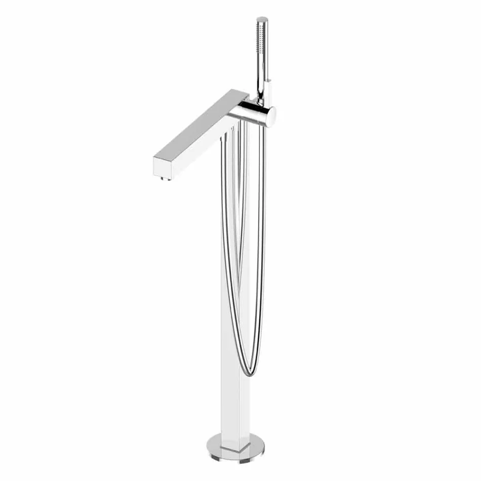 Nowoczesna bateria jednouchwytowa do wanny z chromowanego metalu - Girino Viadurini