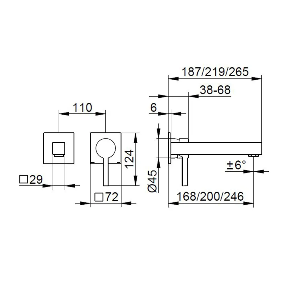 Jednouchwytowa bateria umywalkowa ścienna z mosiądzu - Erik Viadurini