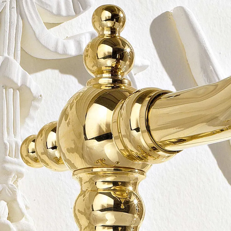 Jednootworowa bateria umywalkowa w stylu vintage z mosiądzu Made in Italy - Ursula Viadurini