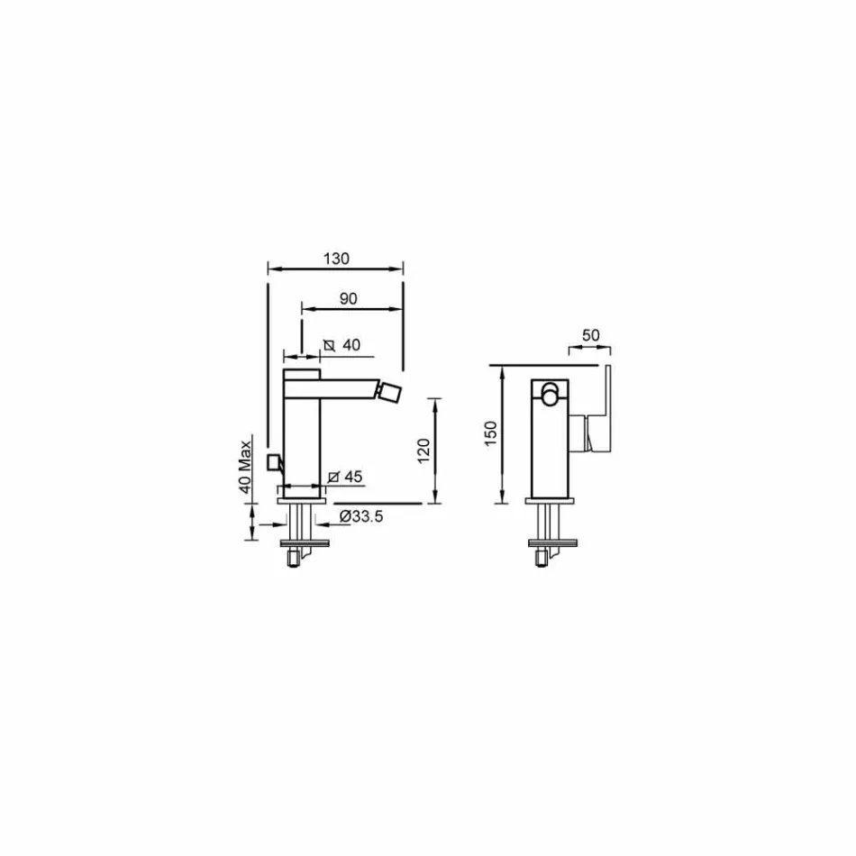 Made in Italy Bateria bidetowa z dźwignią boczną - Panela Viadurini