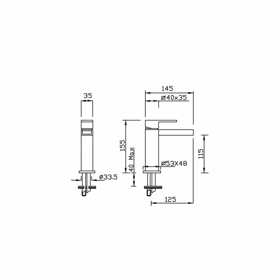 Mosiężna bateria bidetowa bez spustu Made in Italy - Bibo Viadurini