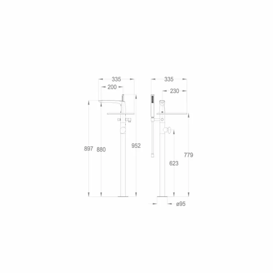 Nowoczesna bateria wannowa podłogowa Made in Italy - Palimio Viadurini