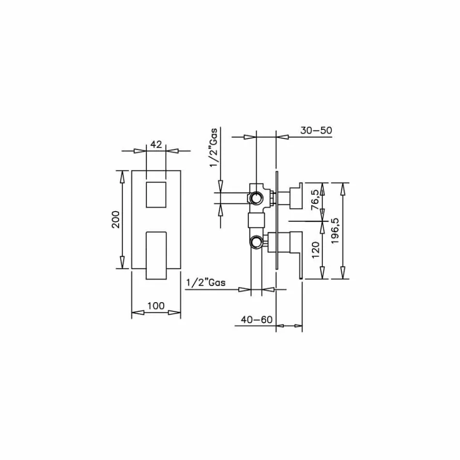 Made in Italy Designerska 3-drożna bateria prysznicowa - Bibo Viadurini