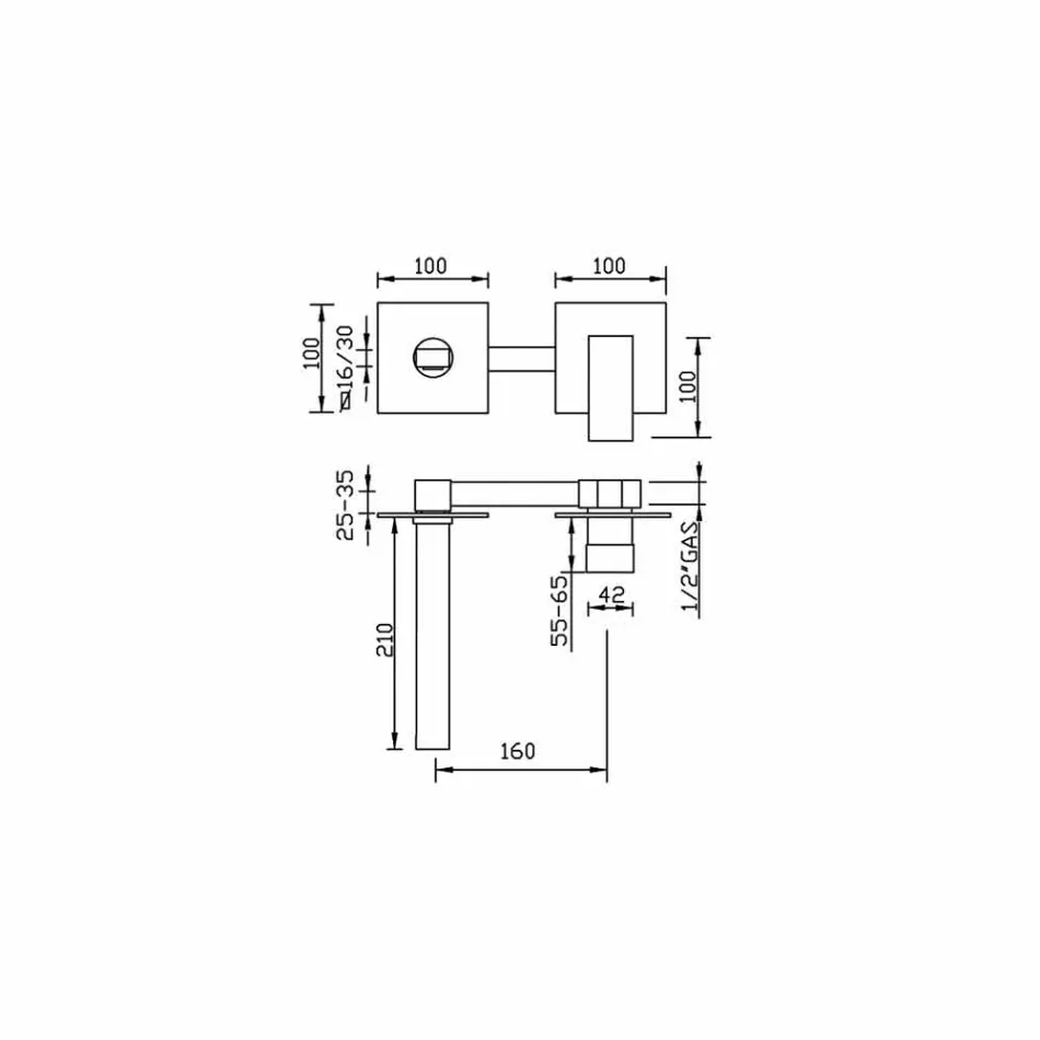 Made in Italy Designerska bateria umywalkowa ścienna - Panela Viadurini