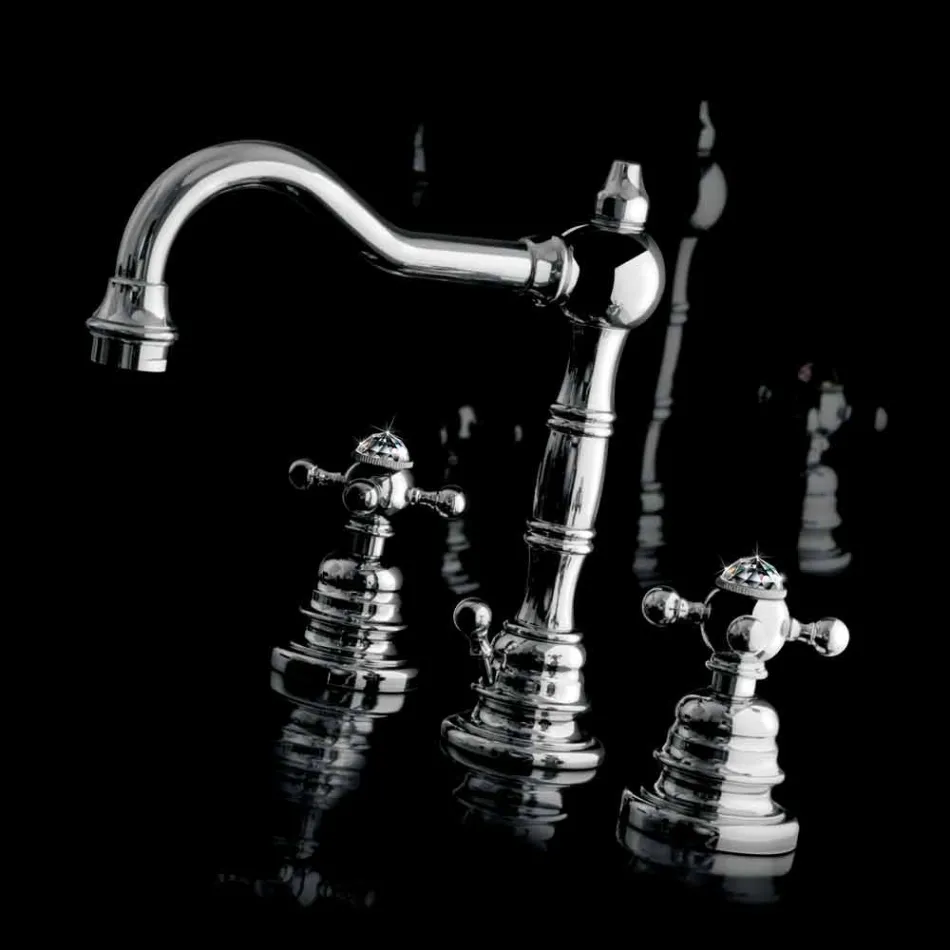 Nowoczesna mosiężna bateria umywalkowa z trzema otworami Made in Italy - Binsu Viadurini