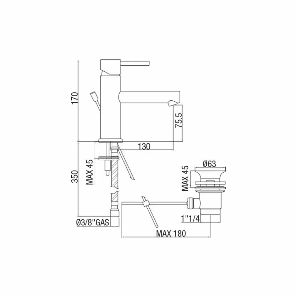 Nowoczesna bateria umywalkowa z mosiądzu chromowanego Made in Italy - Ermia Viadurini