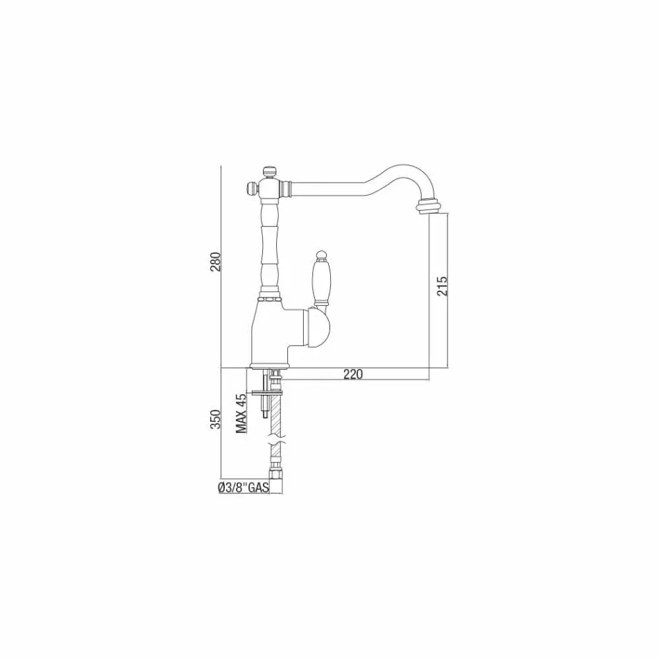 Klasyczna bateria mosiężna do umywalki kuchennej Made in Italy - Carmel Viadurini