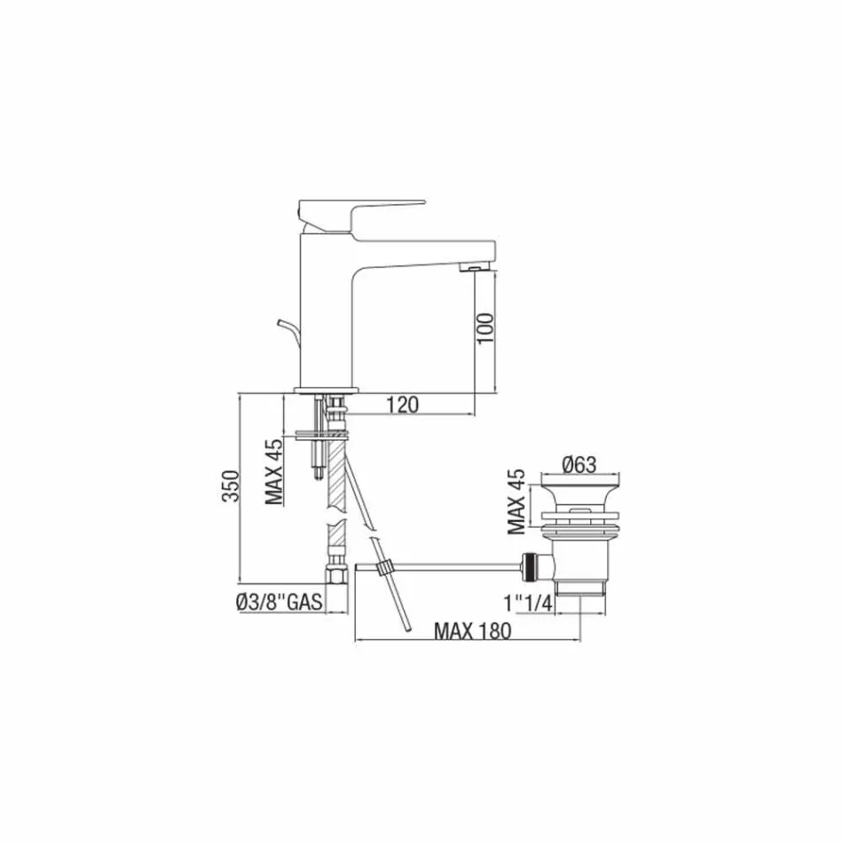 Nowoczesna bateria umywalkowa z mosiądzu Made in Italy - Sindra Viadurini