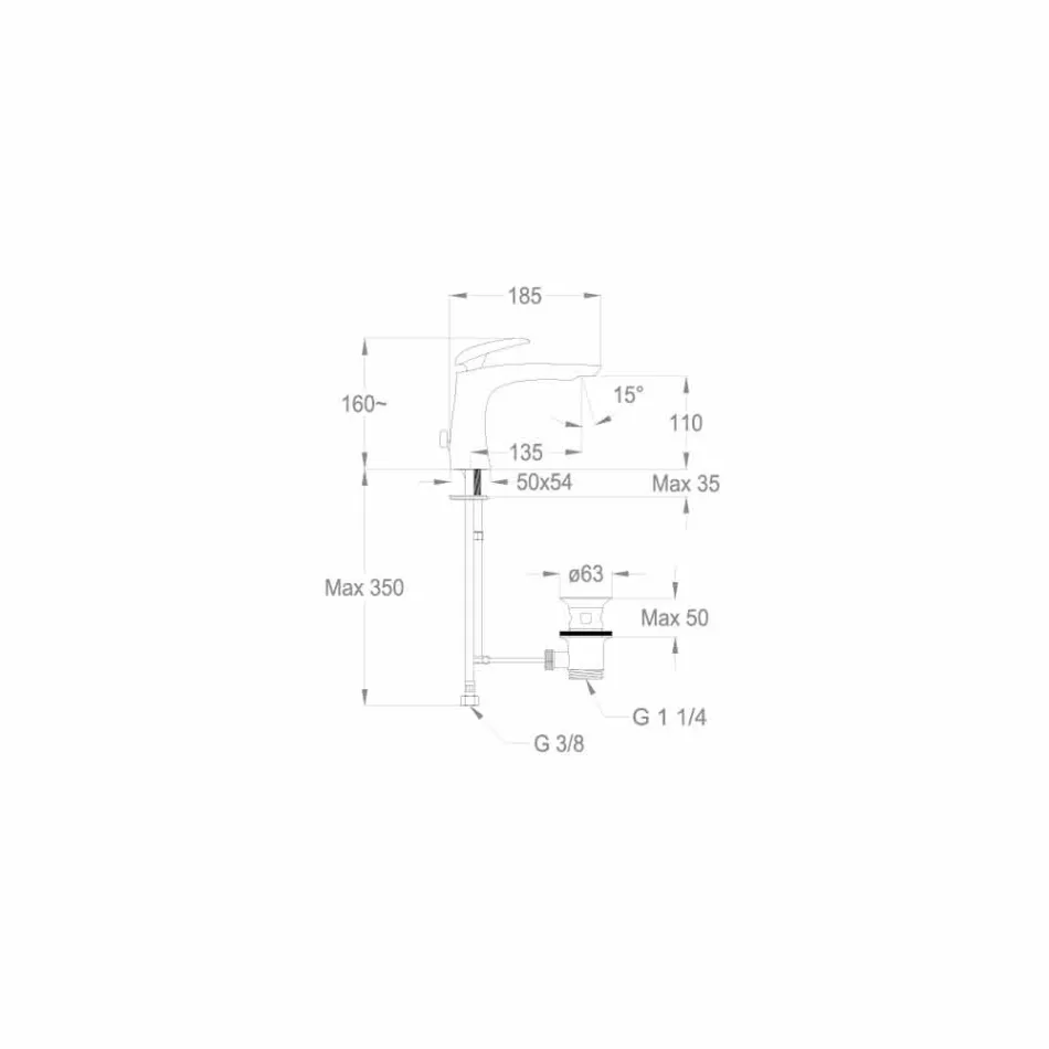 Made in Italy Designerska mosiężna bateria umywalkowa - Filipo Viadurini