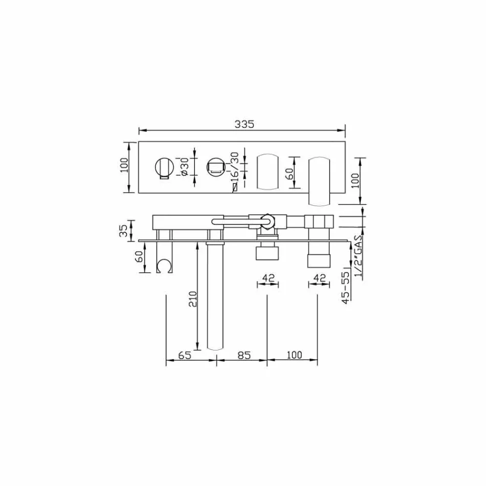 Nowoczesna bateria wannowa do zabudowy z mosiądzu Made in Italy - Sika Viadurini