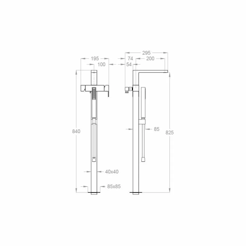 Nowoczesna bateria wannowa podłogowa Made in Italy - Pirio Viadurini