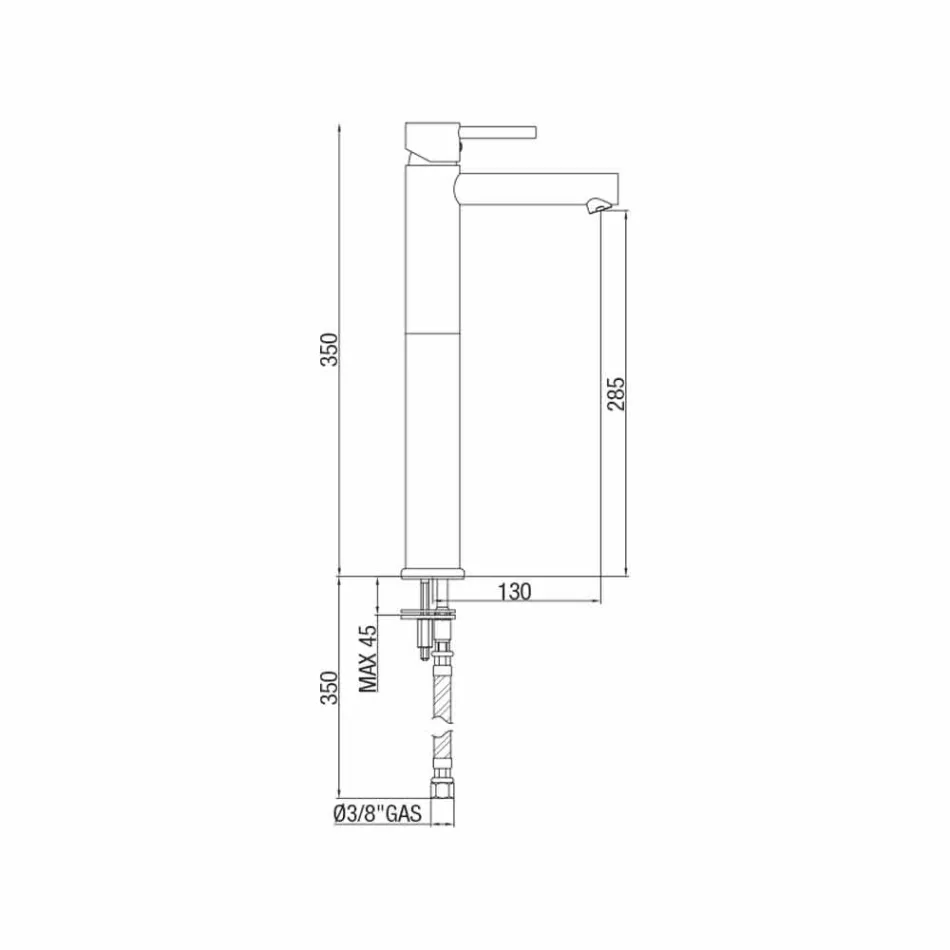 Rozszerzona mosiężna bateria umywalkowa bez spustu Made in Italy - Ermia Viadurini