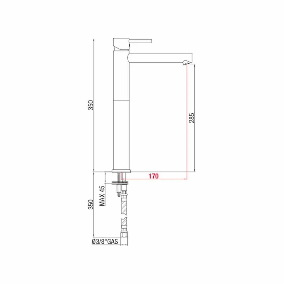Rozszerzona mosiężna bateria umywalkowa bez spustu Made in Italy - Ermia Viadurini