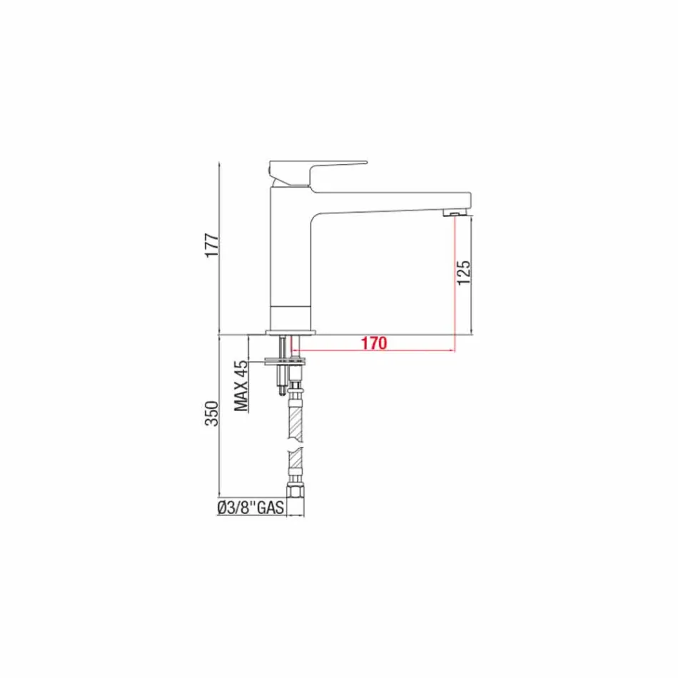 Przedłużona bateria bez odpływu do umywalki z mosiądzu Made in Italy - Sindra Viadurini