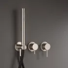 Wbudowana bateria łazienkowa z 3 wyjściami ze stali AISI 316L - Artigli Viadurini