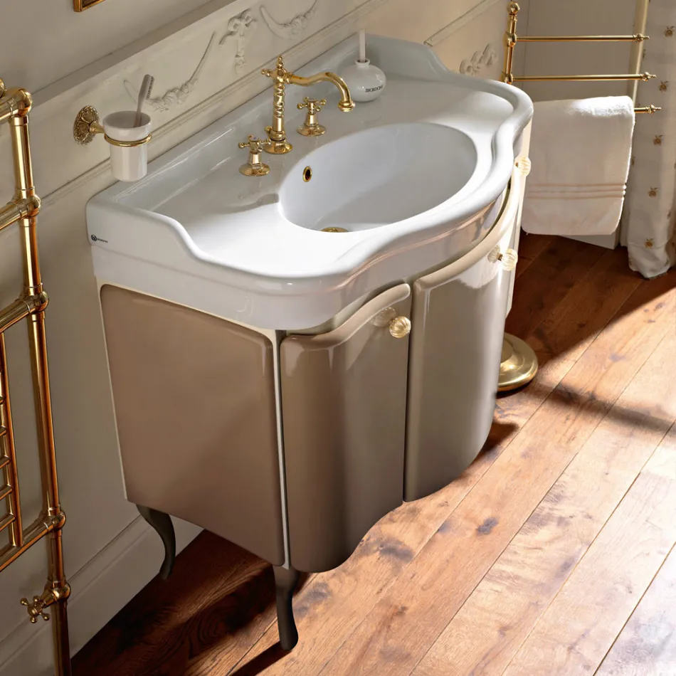 Szafka z dwojgiem drzwi i błyszczącym lakierowanym koszem Made in Italy - Candy Viadurini