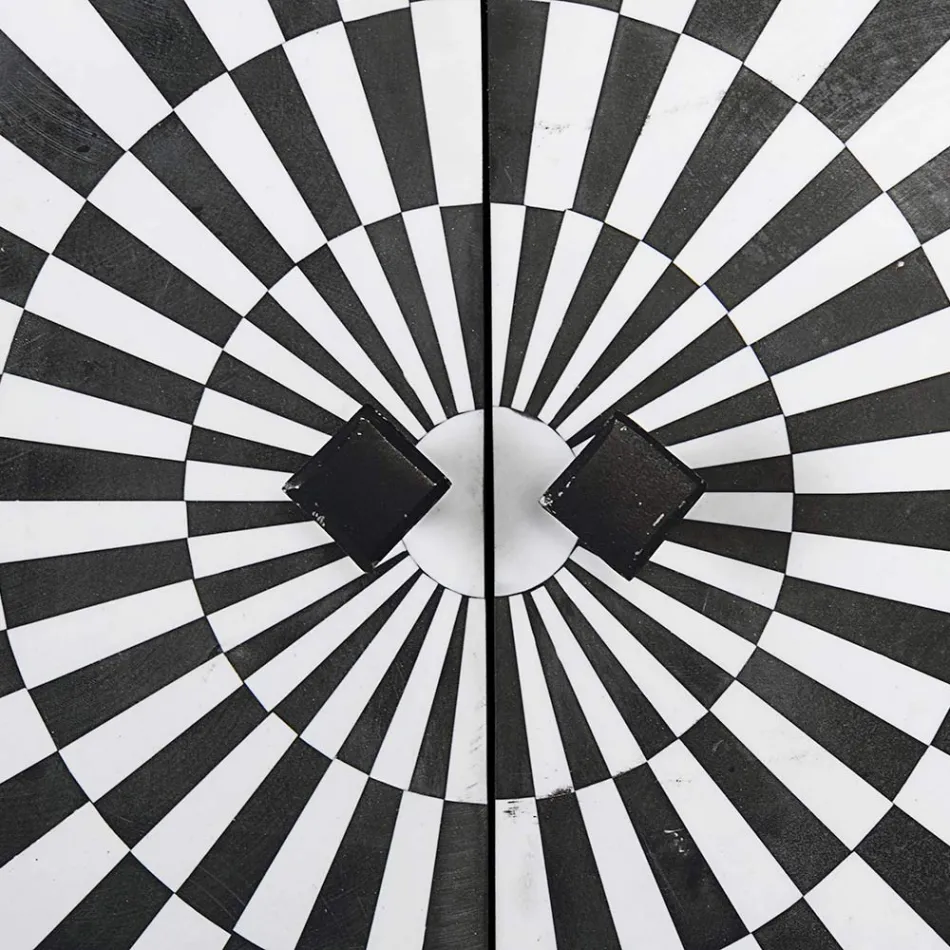 Etniczna Mozaika Szafka 4 Drzwi 6 Szuflady z Drewna Mango - Vanitoso Viadurini